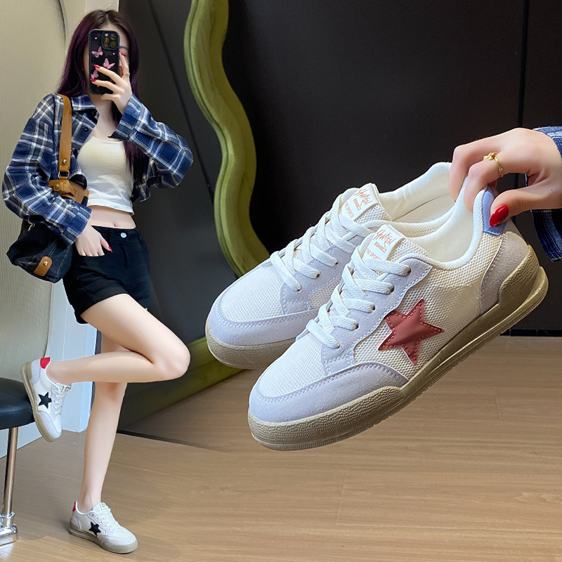 Ddmysports White Sneakers For Women Spring Mesh Star Ins Style Female Students Casual Sports Versatile Board Shoes Street Photography D Outdoor Shoes