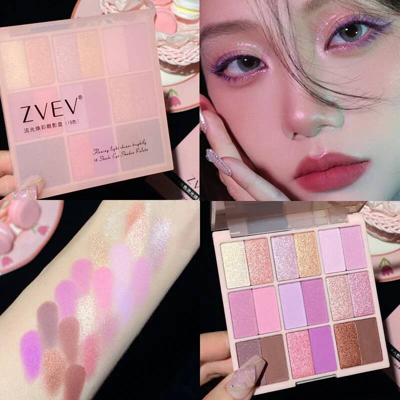 Korean Eyeshadow 18Colors Women Punk Smoky Black Eye Shadow Pink Purple Eyes Pigments Makeup Palette Cosmetics