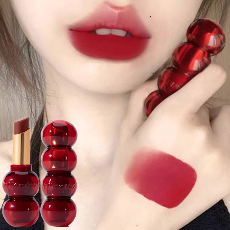 Matte Velvet Lipstick Cute Gourd Shape Easy To Wear Solid Gloss Waterproof Non-stick Cup Lip Tint Korea Makeup Cosmetics happy