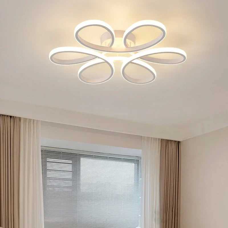 Modern LED Ceiling Lamp Aluminum 30/60CM Black/White Flower Light For Bedroom Living Room Study Hotel Home Lighting Fixtures XJ2500613