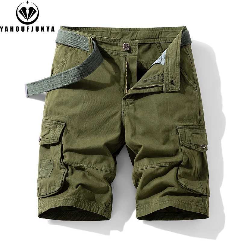 New Men Summer Outdoor Leisure Buttons Cargo Style Shorts Men Solid Straight Cotton Comfortable Fashion Design Short Pants Male W250614