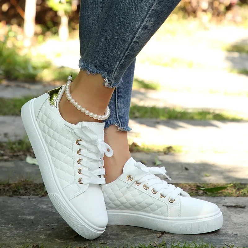 Lace-up White Sports Women Vulcanized Shoes Women Sneakers Tennis Platform Shoes for Women Comfort Casual Flat Tenis Woman 250610