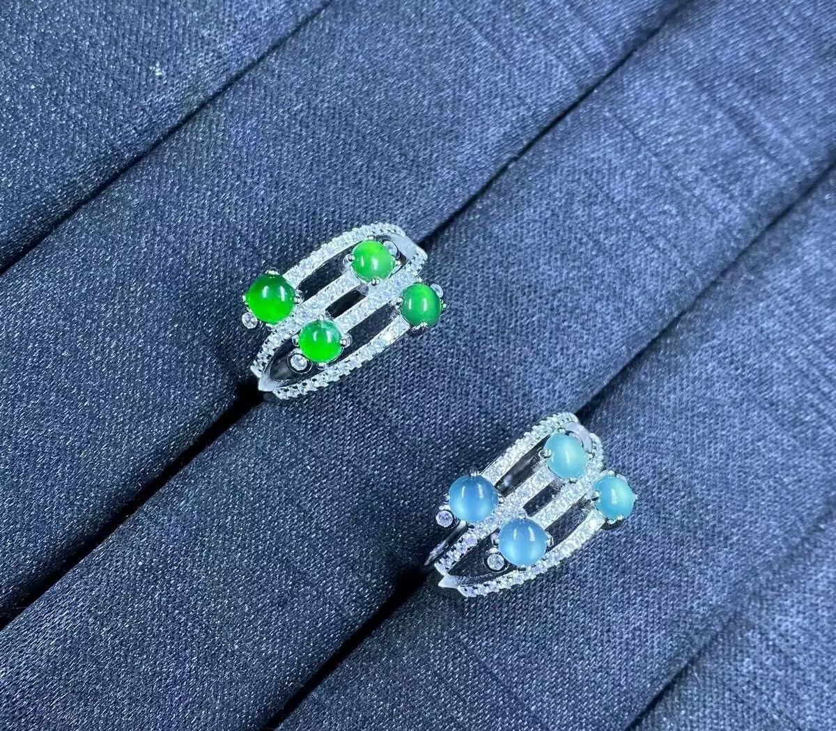 Wholesale Vintage 925 Sterling Silver Multiple Stones Ring Unisex Jewelry Natural Jade Inlay Fine Jewelry