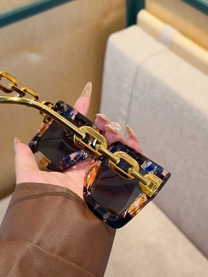 1Pc Fashionable Oversized Square Frame Glasses Fashionable Printed Decorative Glasses Suitable for Daily Wear Decoration Z250614