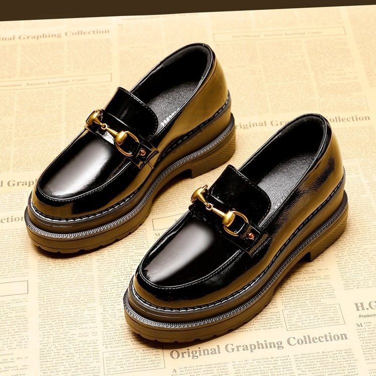 Ddmysports Thick Soled Women S British Style Autumn New Wedge Small Leather Shoes All Season Platform Versatile Loafers For Outdoor Shoes