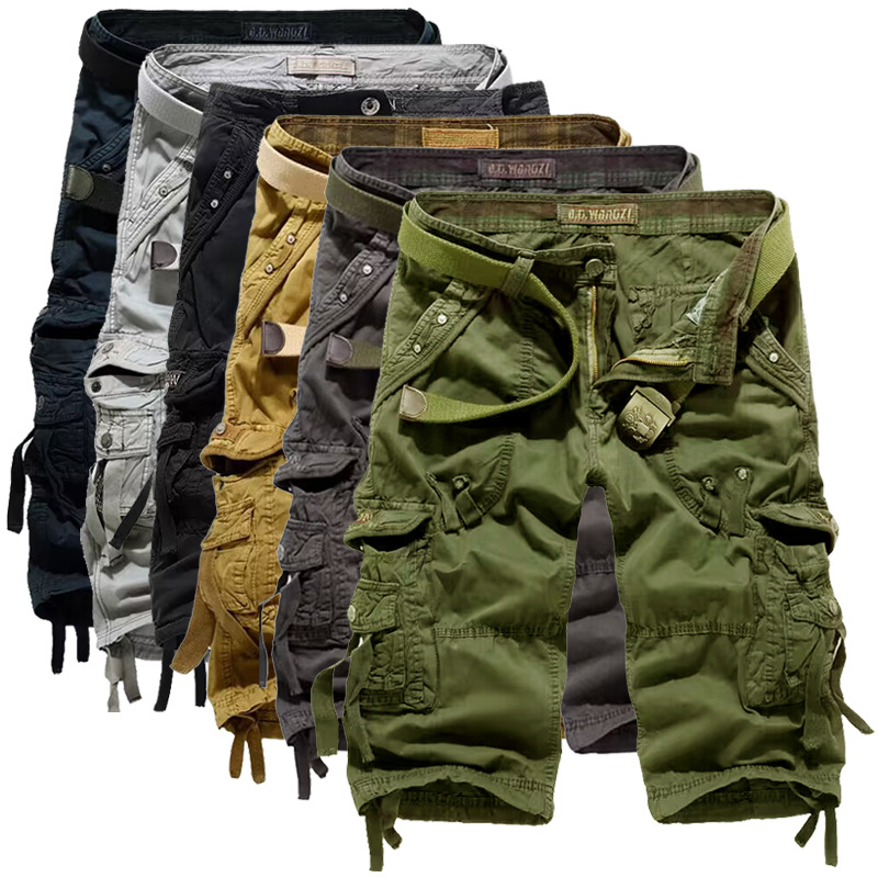 designer jeans 2025 new summer workwear 7-inch pants, multi-pocket large-sized loose men's shorts, workwear shorts, outdoor military pants