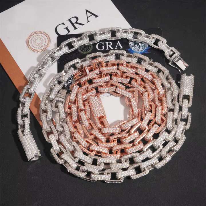 Waterproof Moissanite Cuban Bracelet 8mm 925 Silver Iced Out Hip Hop VVS1 D Color Lab Created Diamond Hiphop Jewelry for Men