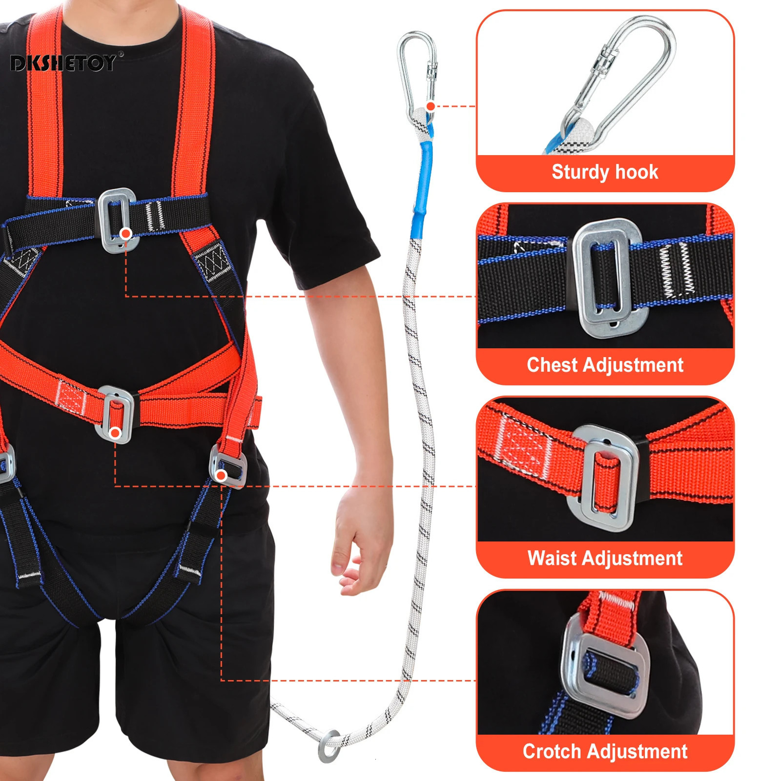 Professional Safety Harnesses Fall Protection Durable Polypropylene Fibre Material for Hiking Camping Adventure Tool y250611