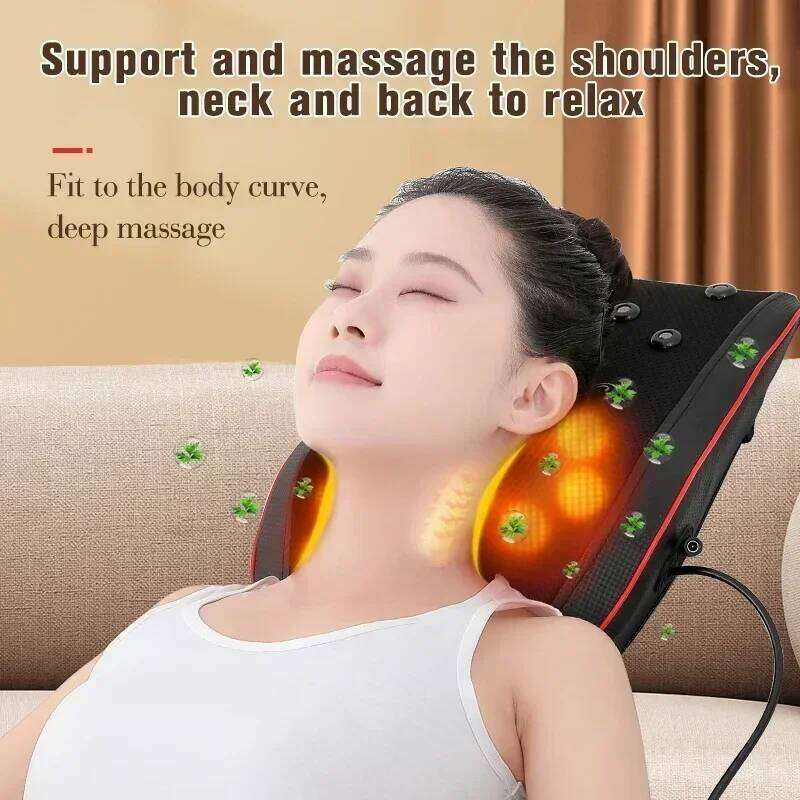 Electric Shiatsu Head Neck Cervical Ttraction Body Massager Car Back Pillow With Heating Vibrating Massage Device Health Care