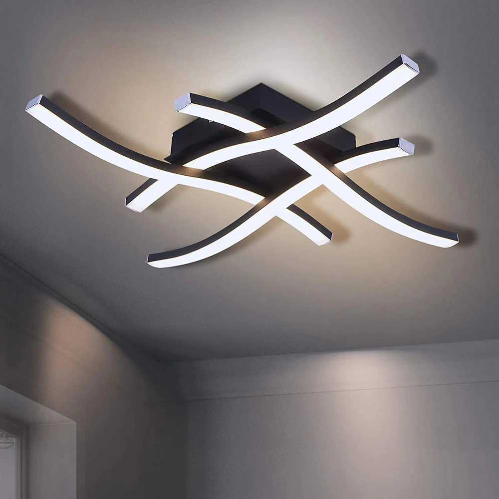 Nordic LED Ceiling Light Black Wavy Line Decoration Fixtures For Living Room Kitchen Bedroom Hallway Indoor Lighting FixtureXJ2500613
