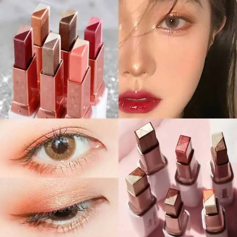 Professional 2 In 1 Double Color Gradient Veet Eye Shadow Stick Lazy Makeup Waterproof Lasting Shimmer Metallic Eyeshadow