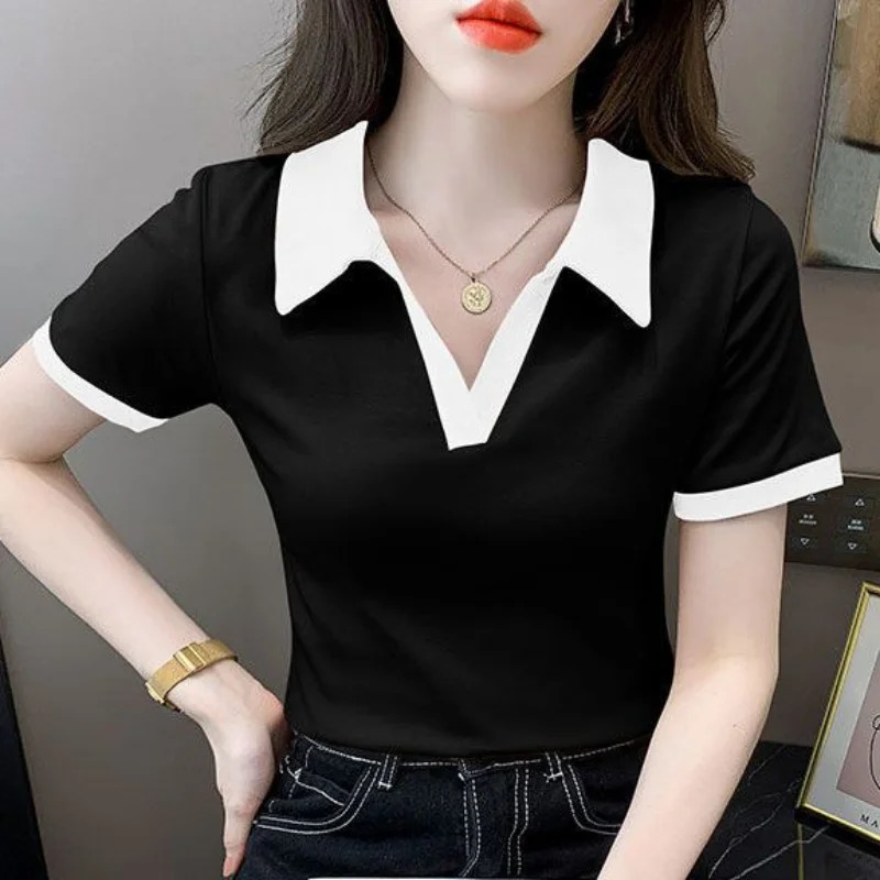 Top Products Pullover Tall Polo Neck Tee Shirts for Women Rayon T Shirt Elegant Trend Summer Aesthetic Korean Yellow 250609