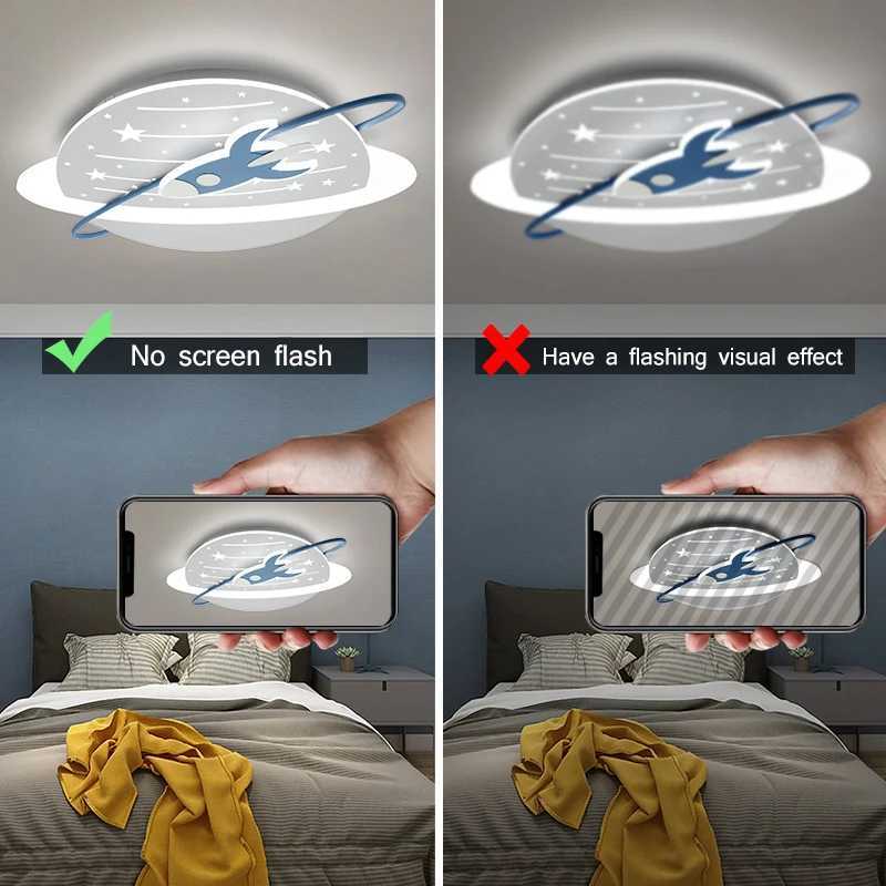 Modern LED Ceiling Light for Childrens Room Eye Protection Ceiling Light for Boys and Girls Creative Rocket Creative Cartoon Planet Light XJ2500613