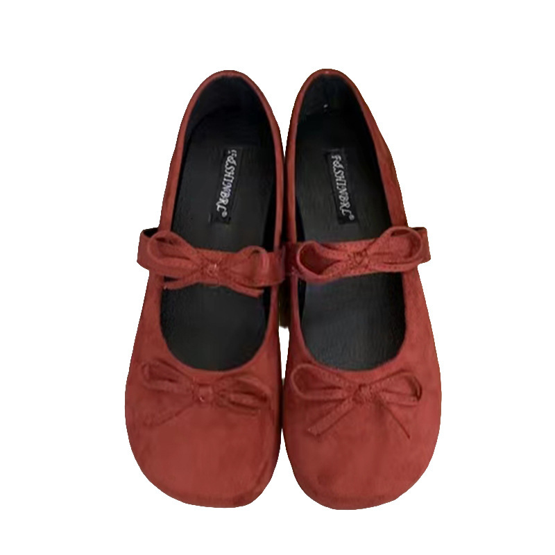 Ddmyoutdoor French Little Red Shallow Mouth Single For Women Spring And Autumn New Gentle Fairy Style Ballet Evening Flat Mary Jane Shoes Outdoor Shoe