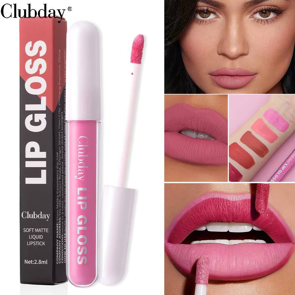 Clubday 6 Colors Velvet Easy Glaze Long Lasting Waterproof Sweatproof No Color Lip Nude Matte Liquid Lipstick happy
