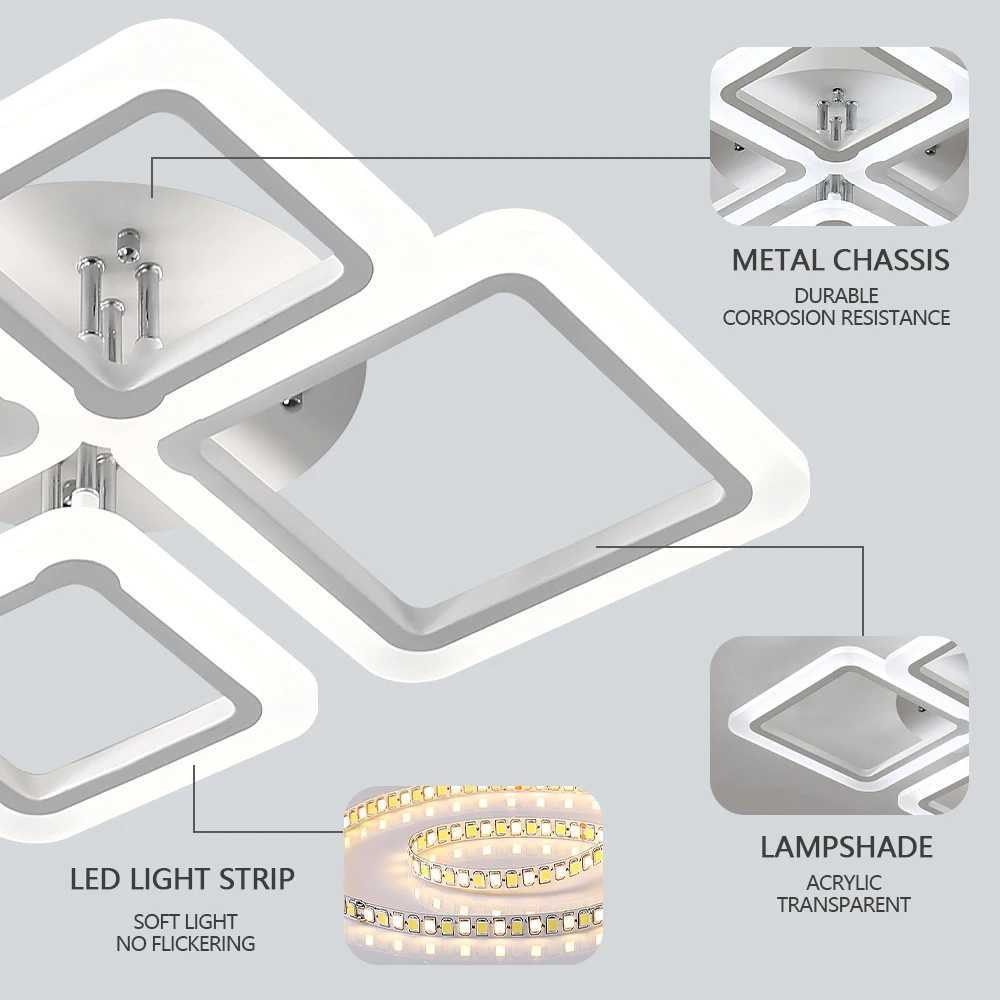 Modern LED Ceiling Lamp Fixture Flush Mount Ceiling Light for Bedroom Dimmable Ceiling Light with Remote for Living Dining Room XJ2500613