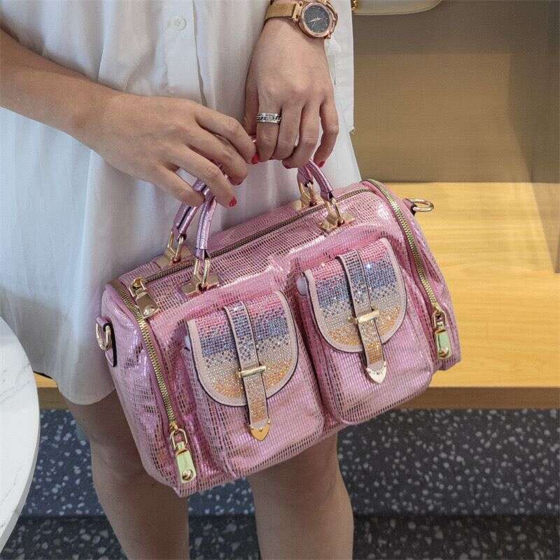 Fashion Trend Large Capacity Single Shoulder Crossbody Soft Women's Bag 2024 New Sequin Genuine Leather Handbag