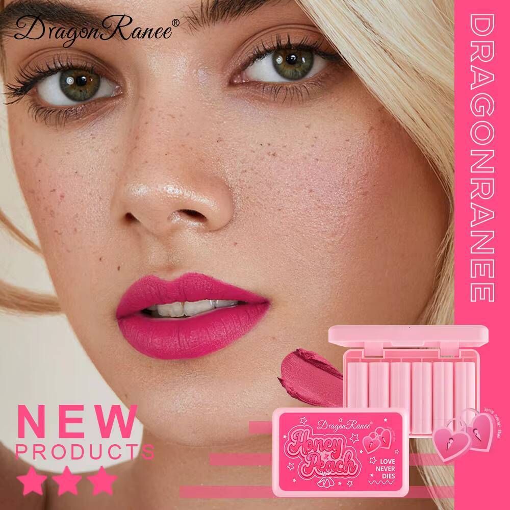 Matte Non-Stick Cup Easy to Color Waterproof Velvet Texture 6-Piece Lipstick Set happy