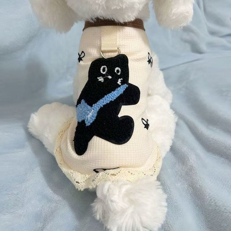 T463Dog clothes new waffle spring and summer cute vest with traction buckle Teddy Bichon small dog clothing