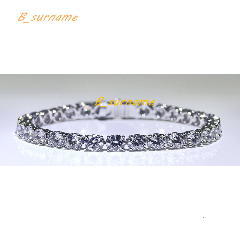 Modest Luxury Moissanite Bracelet in 18k White Gold Bezel Setting Jewelry Set Lab Grown Diamond Bracelets Solid Real Tennis