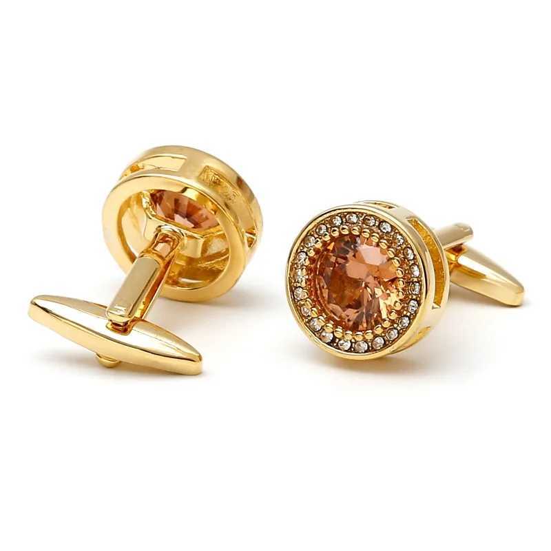 High-end Mens Cufflinks Sleeve Studs Elegant Round Rhinestone Cuff Links Shirt Buttons Wedding Banquet Luxury Jewelry XJ250614