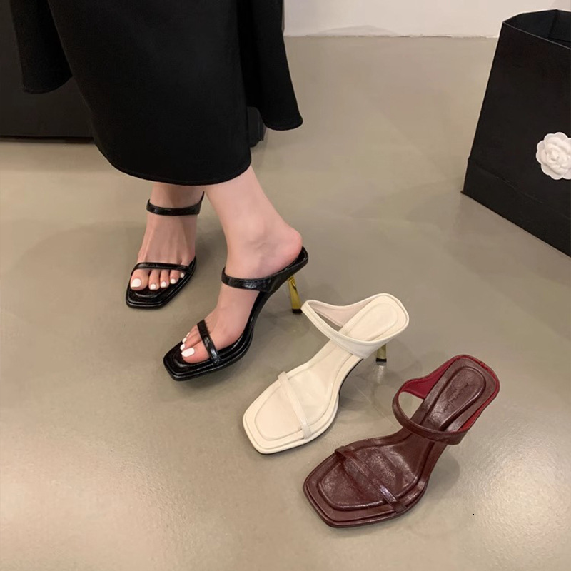 Ddmyoutdoor Summer New Trendy Sexy High For Women Leopard Print Square Open Toe Strap Thin Heel Sandals Outdoor Shoes