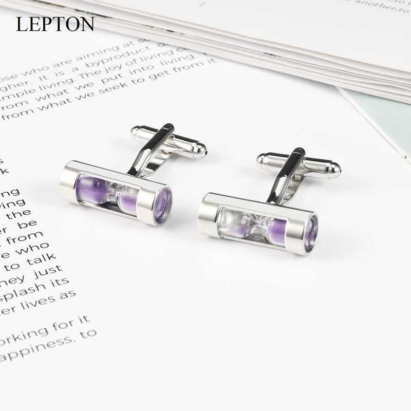 Lepton Hourglass Cufflinks Sand Clock Glass Timer Sandglass Cuff Links simple and stylish hourglass Mens shirts Cuffs cufflink XJ250614