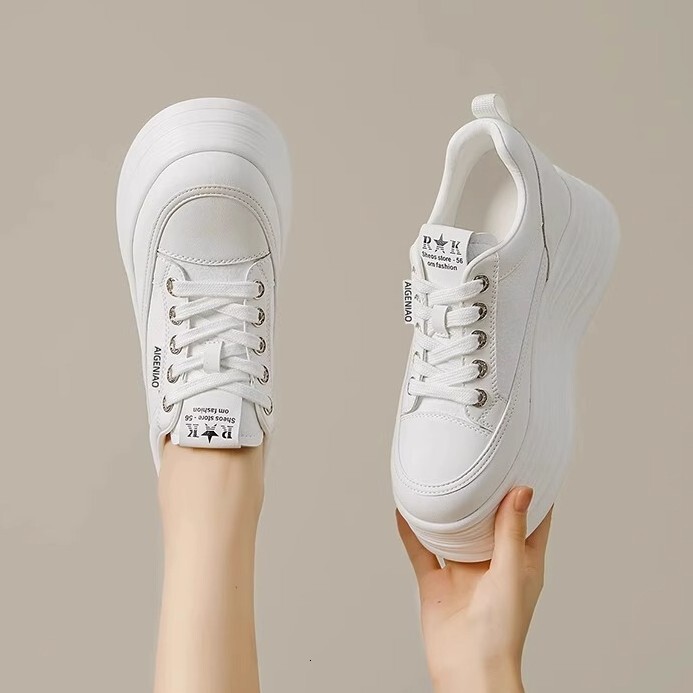 Ddmysports White For Women Versatile Spring New Lightweight Platform Thick Sole S Shoes Thin Height Increasing Sneakers Outdoor Shoes