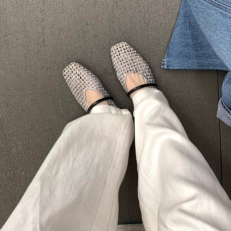 Stylish Fashion Grape Mom French Square Toe Woven Mary Jane Flats Single Strap Spring Casual Shoes for Women Shoes Designer Comfortable