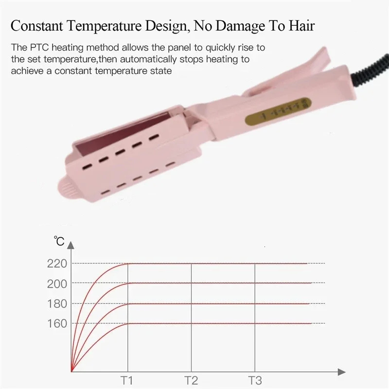 Pink Hair Straightener Four-gear Temperature Adjustment Ceramic Tourmaline Ionic Flat Iron Hair Straightener Women Widen Panel 250611