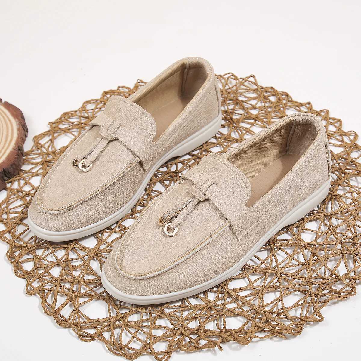 Womens reliable flat-soled casual shoes faux suede elegant loafers XJ250614