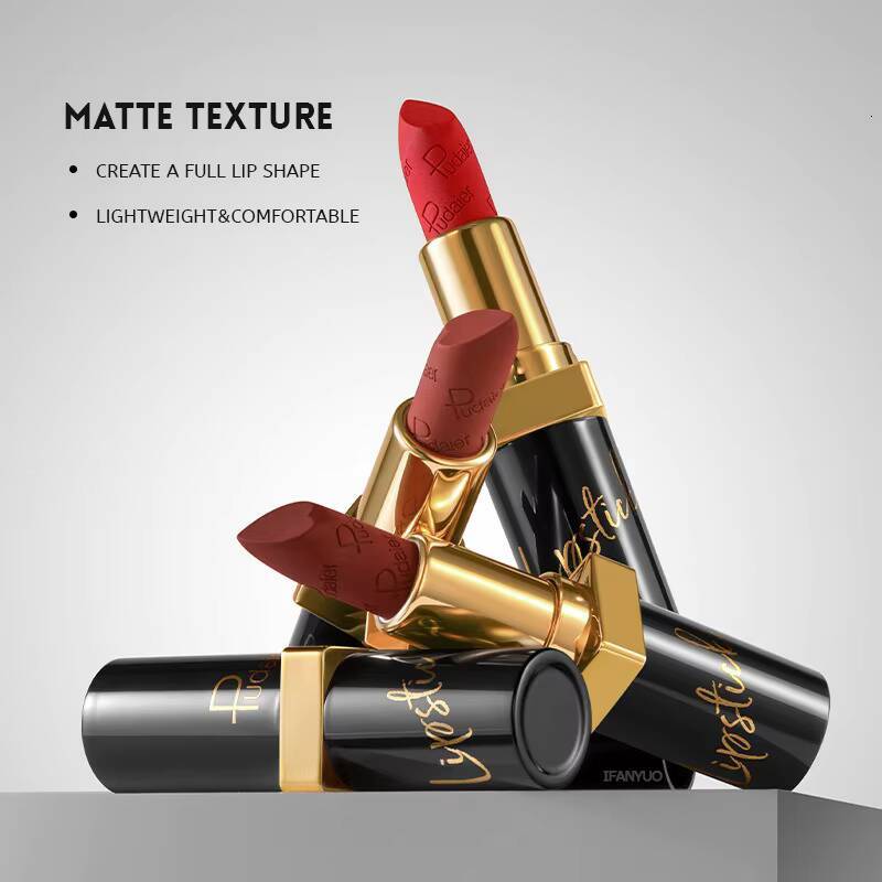 Matte Lipstick 10 Color Velvet Red Tint Non Stick Cup Glaze Long Lasting Waterproof Lip Gloss Make Up Lipsticks Cosmetic happy