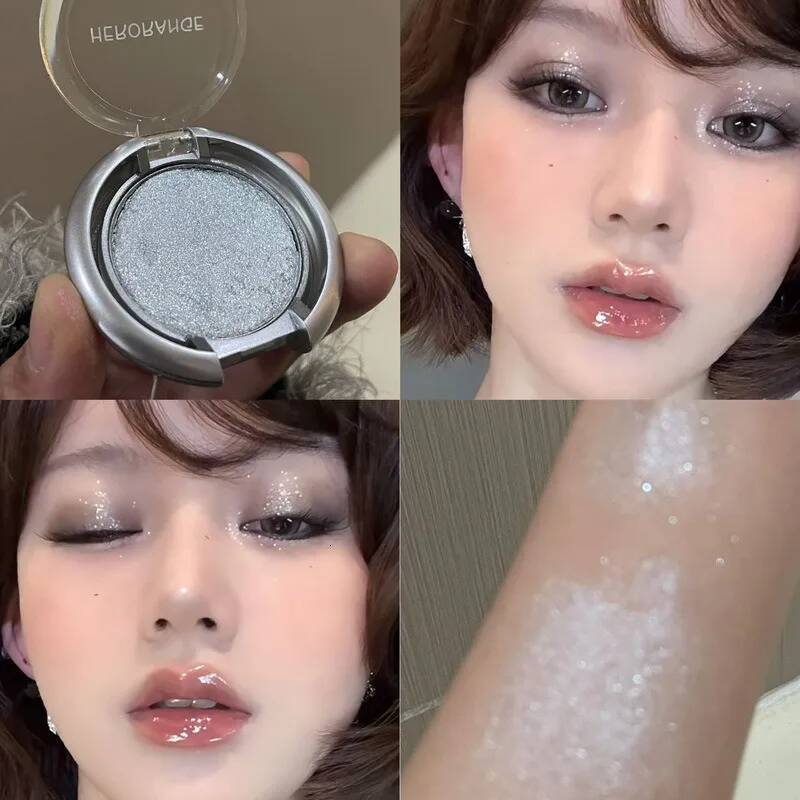 Smoky Glitter Eyeshadow Punk Black Shimmer Pink Mashed Potatoes Texture Cool Monochrome Eye Shadow Palette Pearly Matte Makeup