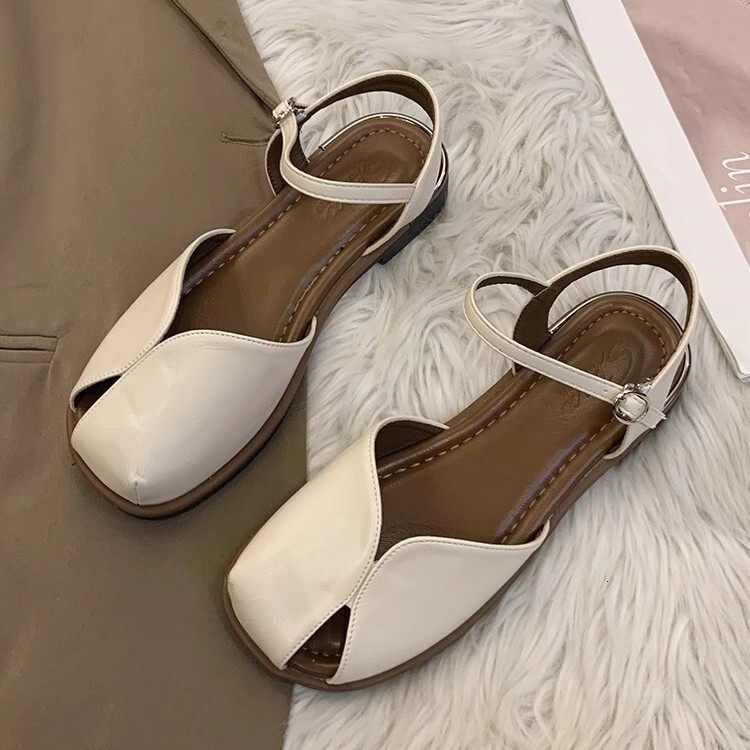 Ddmysports New French Flat Toe For Women Summer Outdoor Korean Style Dress Beach Roman Sandals Outdoor Shoes