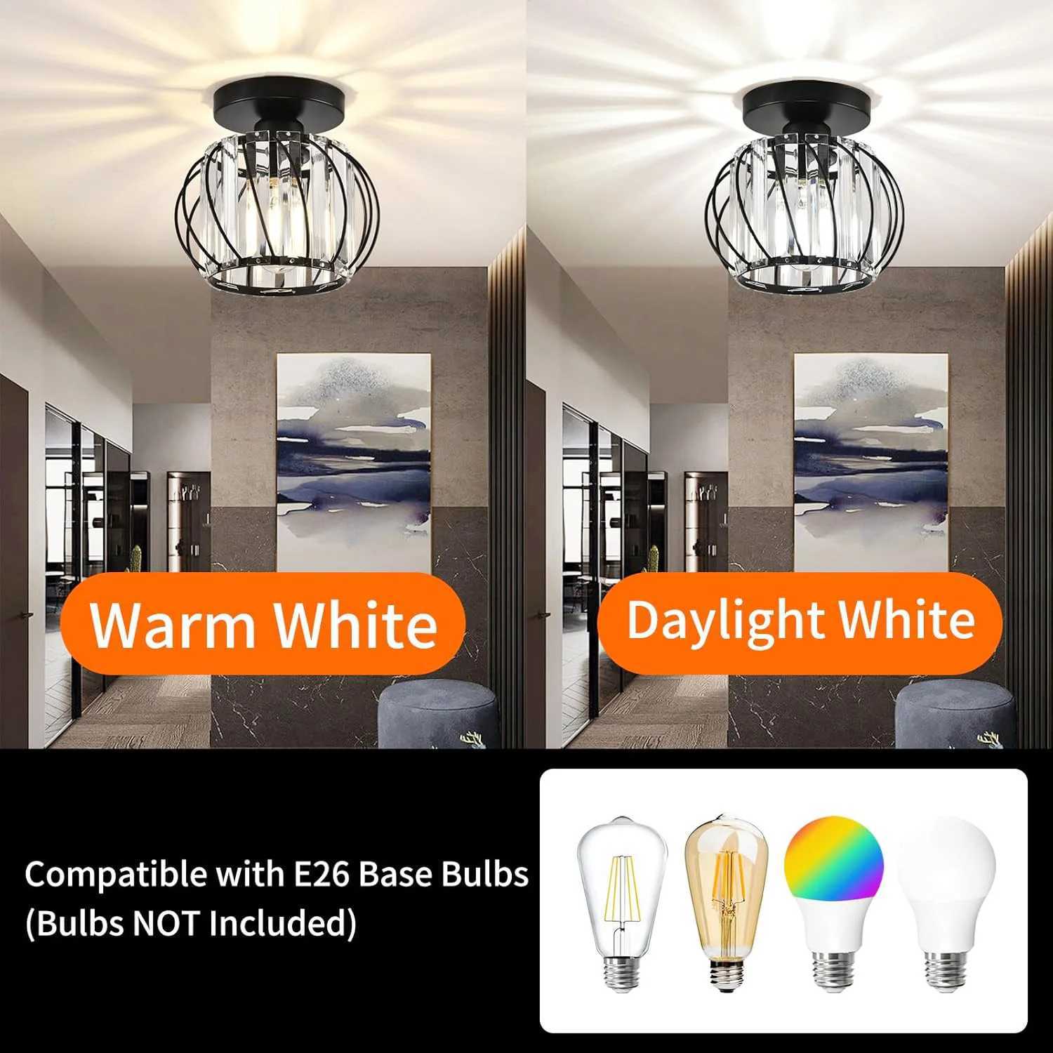 Semi-flush Mount Ceiling Light Antique Small Crystal Chandelier E26 No Bulb For Bathroom Hallway Cafe Bar Porch Corridor XJ2500613