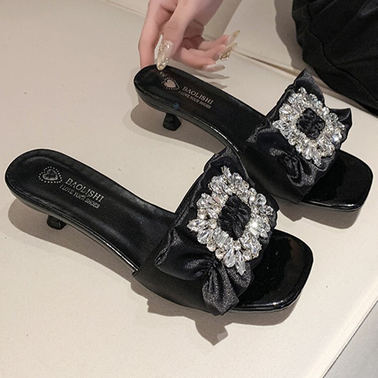 Ddmysports Summer Fairy Style Fashion Mid Heel Square Toe One Strap Slippers To Match Dresses Casual Sandals Outdoor Shoes