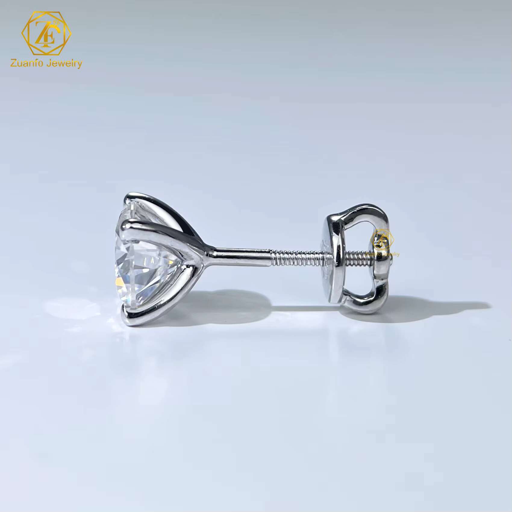 Fine Jewelry S925 Sterling Silver D VVS1 Moissanite Diamond Stud Earrings with Screw Back Luxurious for Women