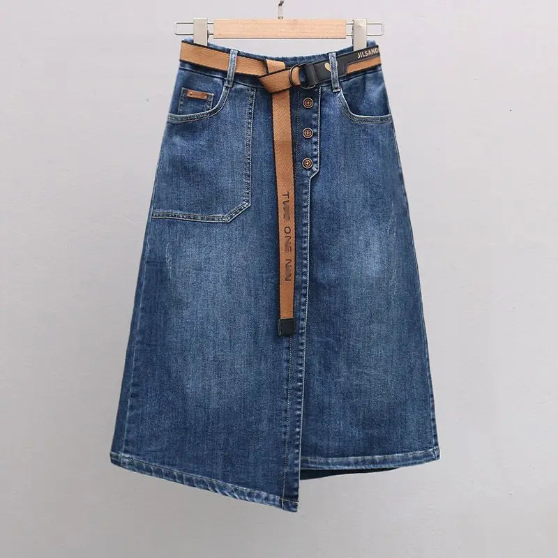 Spring Summer Irregular Denim Skirt For Women Elastic High Waisted Aline Buttocks Wrapped Skirts Casual Clothing 250612