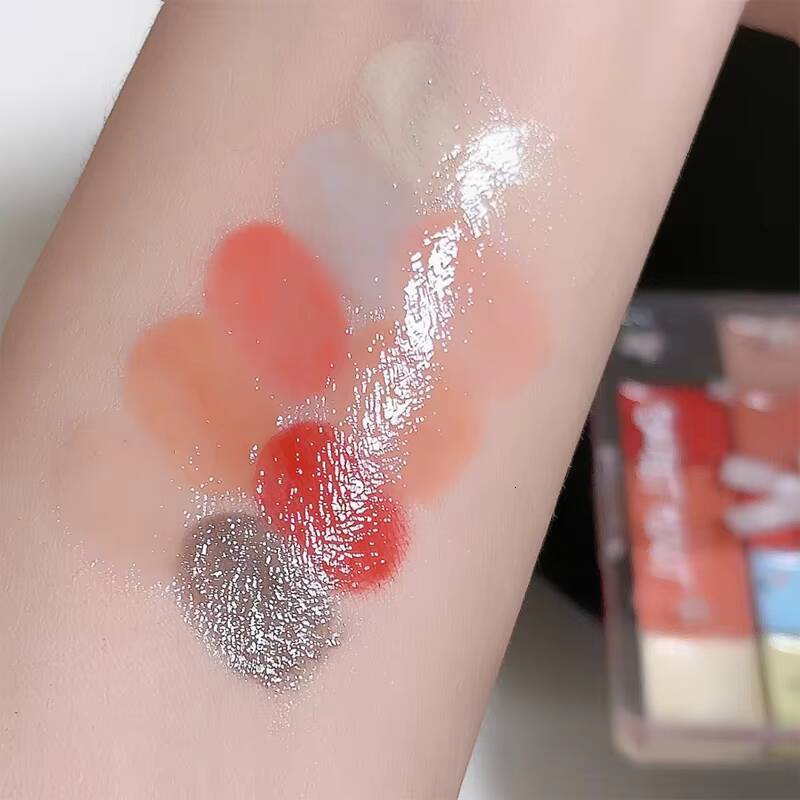 Real 10-Color Palette Lip Gloss and Lipstick Glossy Moisturizing Pigmented Multifunctional Original Cosmetics happy