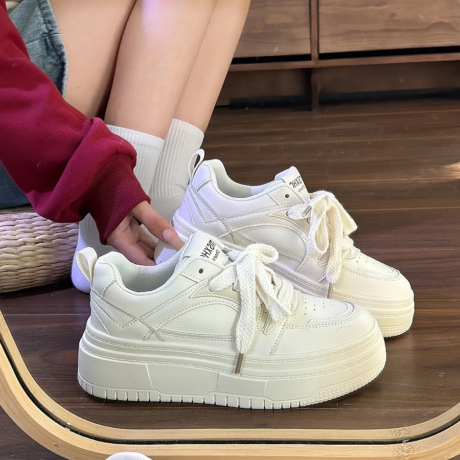 Ddmysports Platform White Sneakers For Women Students Spring New Versatile Casual Height Increasing Board Ins Trendy Sports Shoes Outdoor Shoes