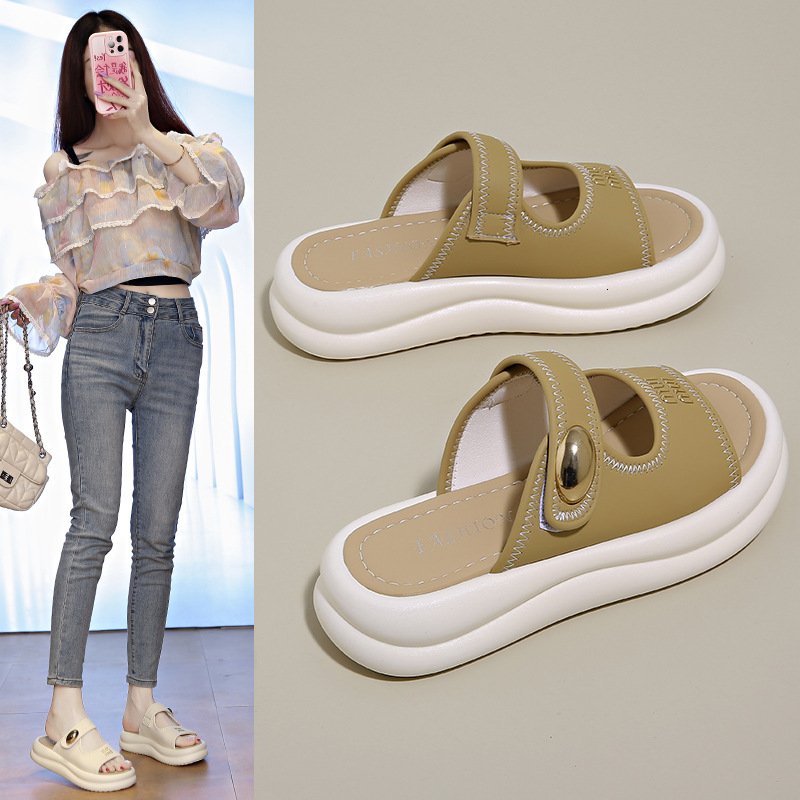 Ddmyoutdoor Women S Summer New Fashion Versatile Comfortable Thick Sole French Style Beach Sandals To Match Dresses Outdoor Shoes