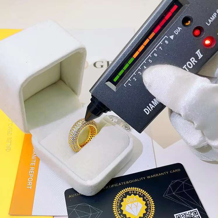 FOXI Pave Full Moissanite Infinity Rings Hip Hop Jewelry Gold Plated 925 Sterling Silver VVS Moissanite Diamond Bling Mens Ring