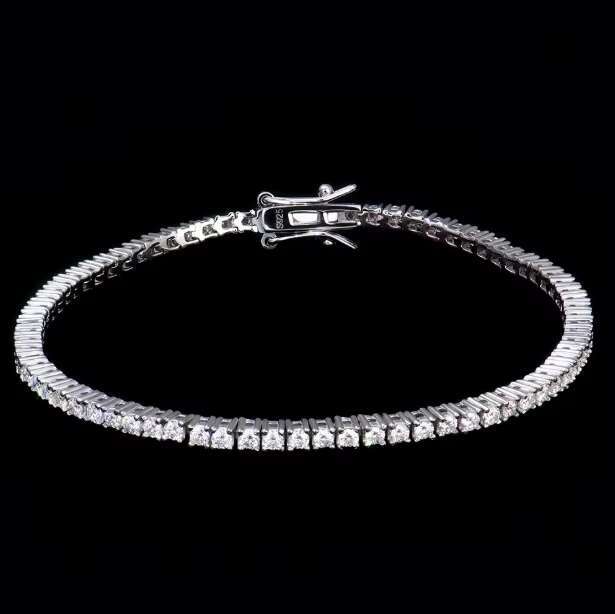 2mm Tennis Chain Bracelet for Men S925 Sterling Silver Moissanite Hip Hop Jewelry Trendy Minimalist Gift for Boyfriend