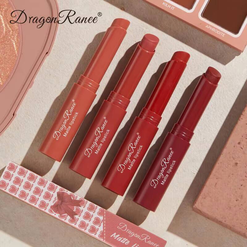 12 Color Lipstick Nude Pink Matte Solid Lip Gloss Long Lasting Velve Red Tinted Balm 24 Hours Waterproof Makeup LipSticks happy