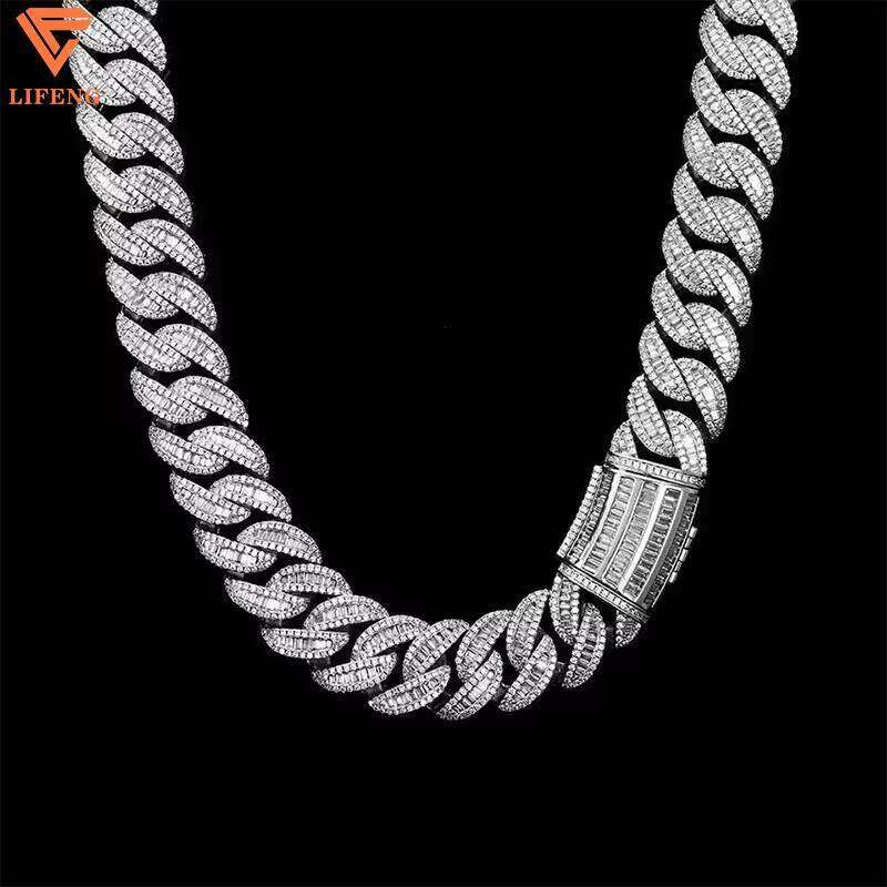 Custom Pass Dia Test Iced Out VVS Cuban Link Chain Hip Hop Sier Moissanite Necklace Men