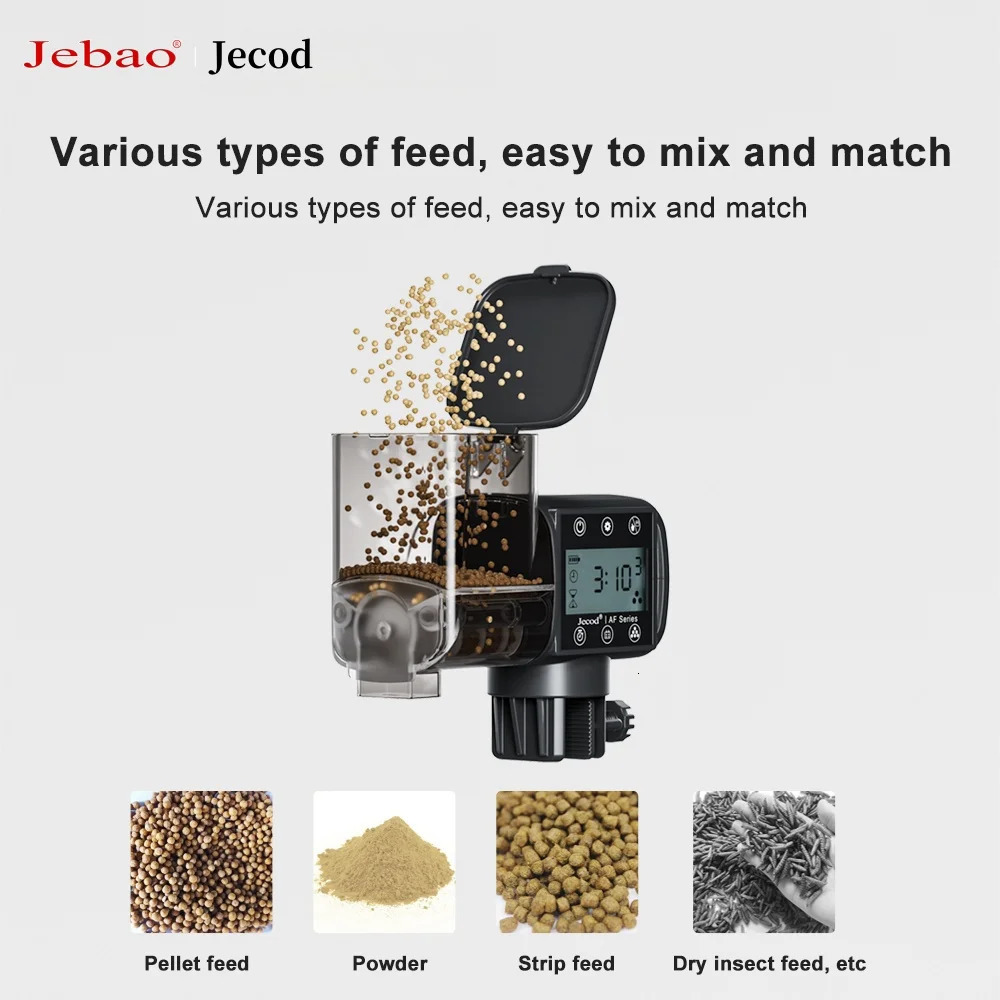 Jebao Jecod Aquarium Fish Tank Feeder Intelligent Automatic Feeder Digital Timing Wifi Wireless Remote Control Fish Feeding 250613