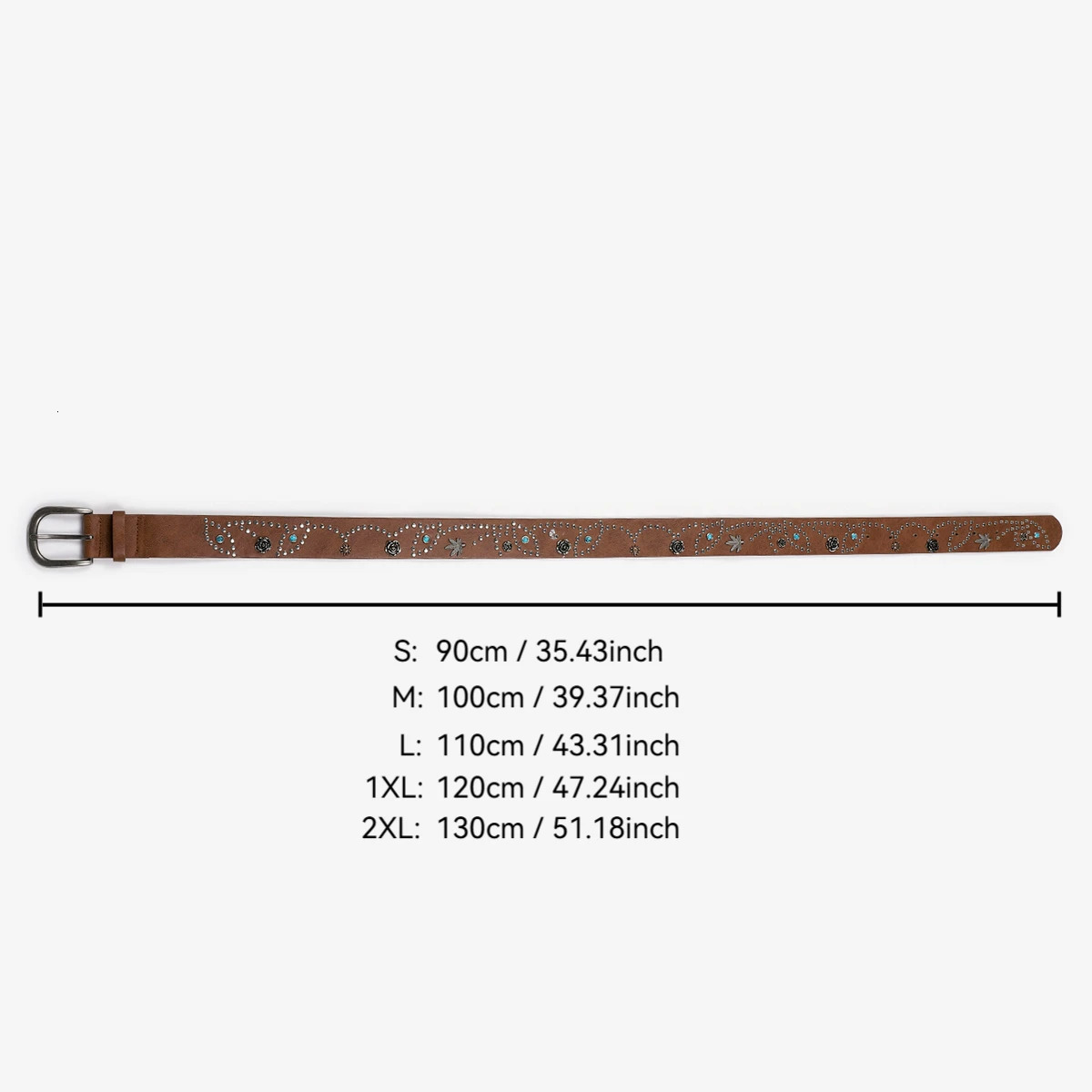 1 womens coffee color PU belt bohemian style belt metal flowers fashion clothing must-have shopping first 250610