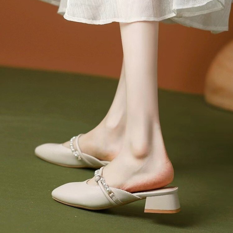 Ddmyoutdoor Women S Peep Toe Sandals New Summer Fairy Style Fashion Versatile Daily Commute High End Half Slippers Outdoor Shoes