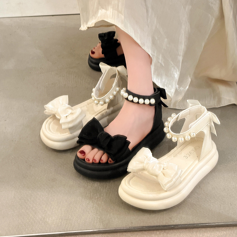 Ddmyoutdoor Pearl Thick Soled Fairy Style Bowknot For Women Summer New Outdoor Platform Casual Dress Sandals Outdoor Shoes