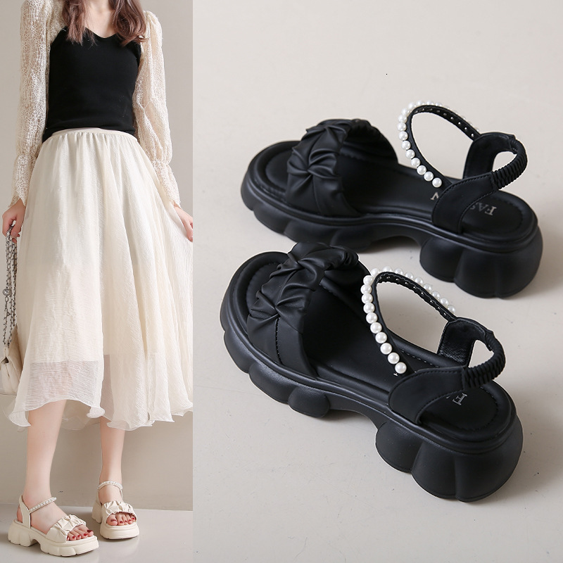 Ddmyoutdoor Women S Summer New Versatile Thick Soled For Outdoor Wear With Skirts Soft Sole Elastic Fashion Sandals Outdoor Shoes